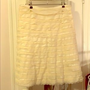 BCBG vintage cream lace fringe skirt sz 10